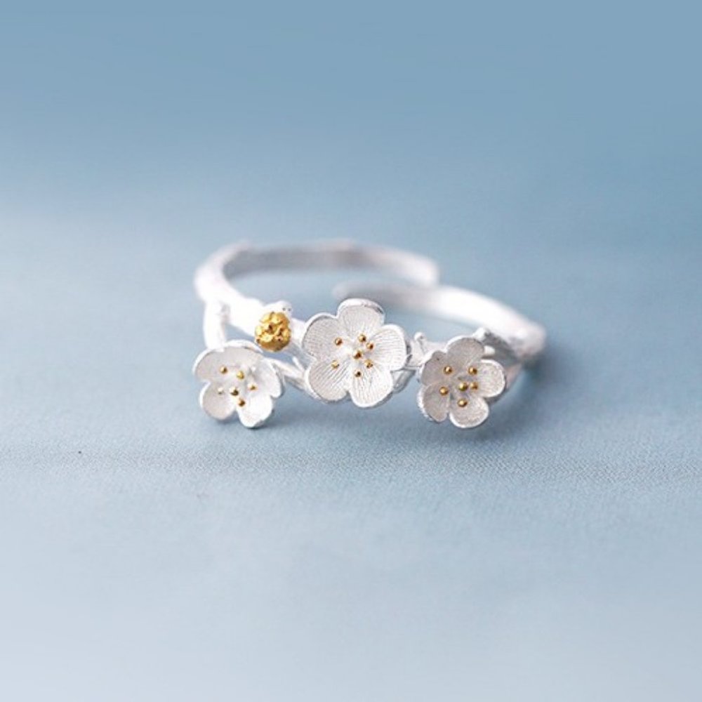 NEW 925 Sterling Silver Flower Adjustable Ring - Picture 4 of 8